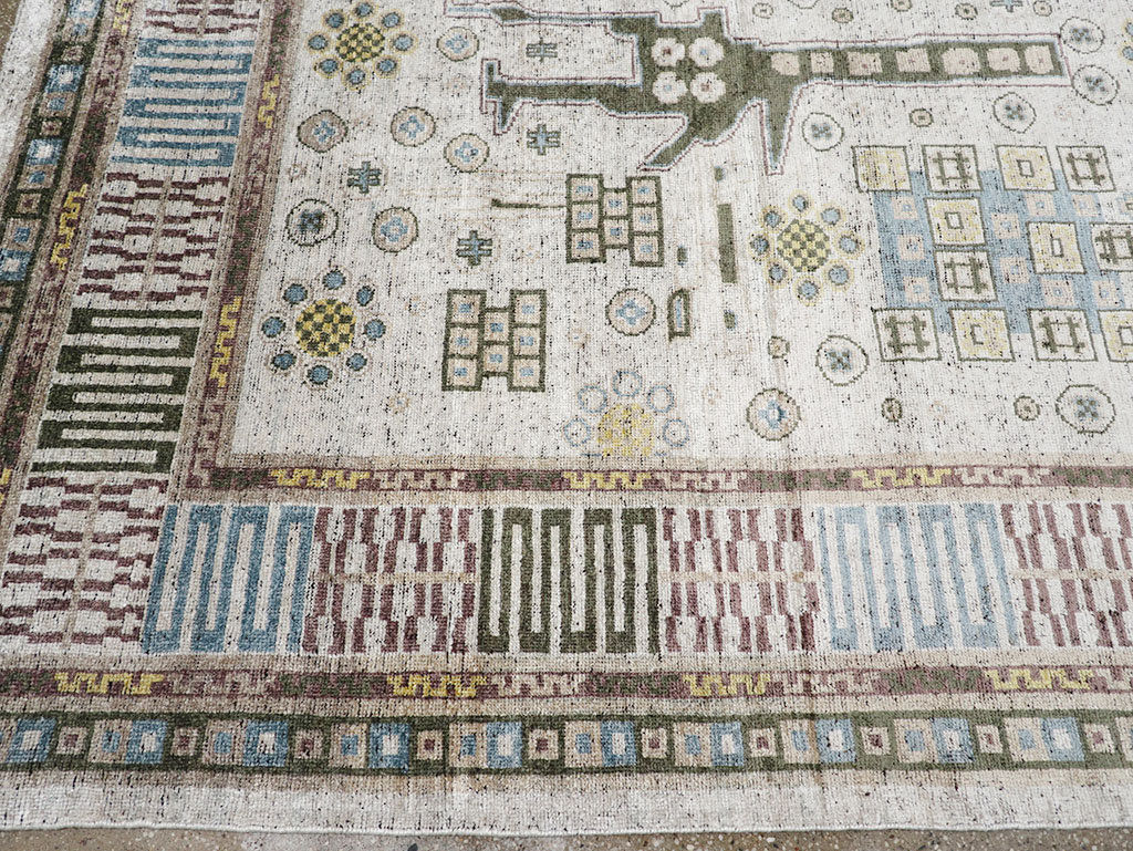 Modern East Turkestan Silk Khotan Room Size Carpet, No.32640 - Galerie Shabab