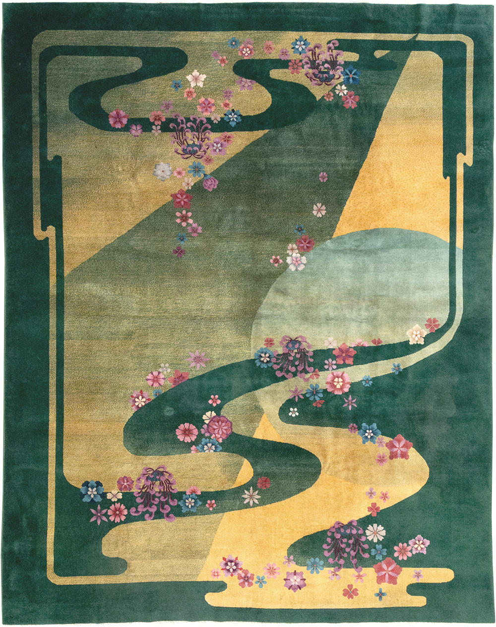 Antique Chinese Art Deco Room Size Carpet, No.32647 - Galerie Shabab