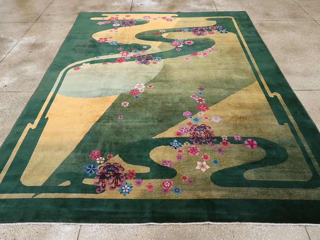 Antique Chinese Art Deco Room Size Carpet, No.32647 - Galerie Shabab