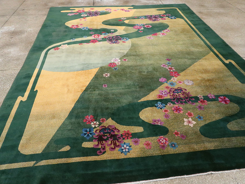 Antique Chinese Art Deco Room Size Carpet, No.32647 - Galerie Shabab