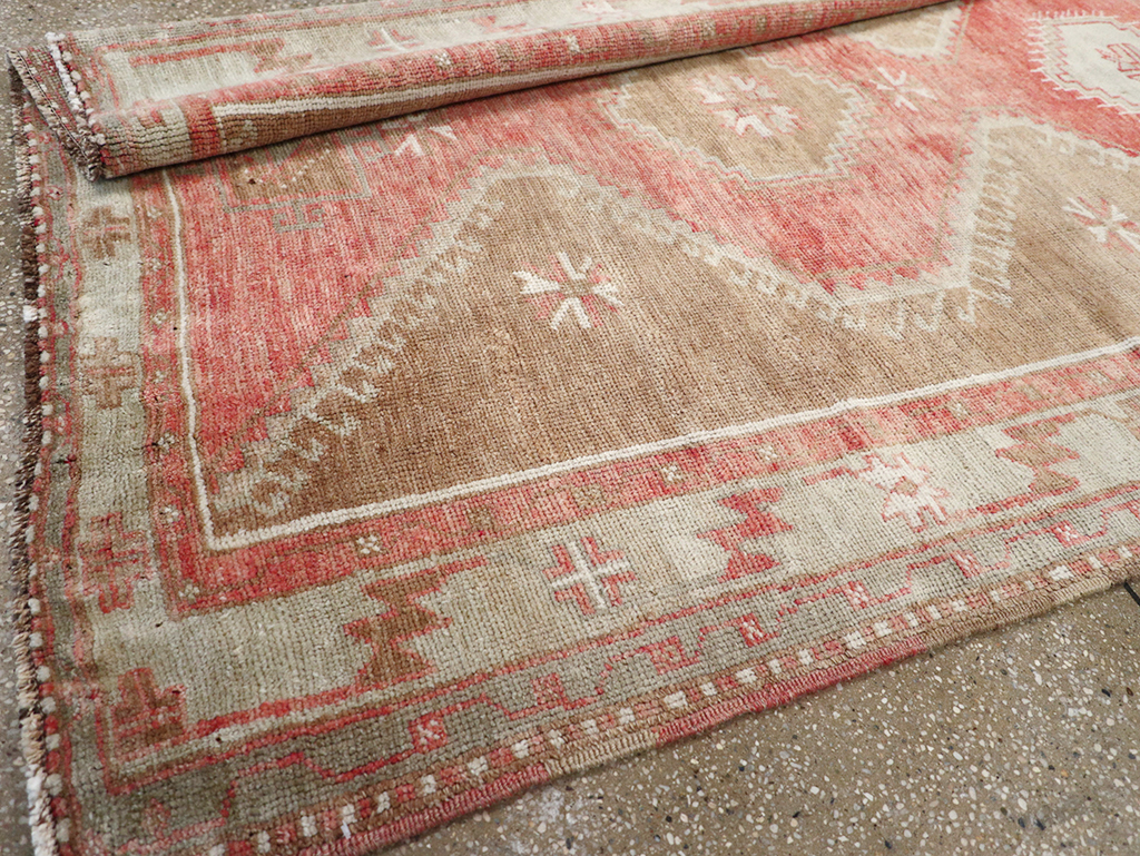 Vintage Turkish Anatolian Wide Gallery Runner, No.32662 - Galerie Shabab