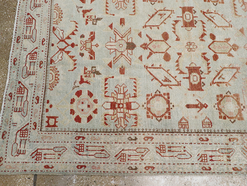 Vintage Persian Malayer Wide Gallery Runner, No.32707 - Galerie Shabab