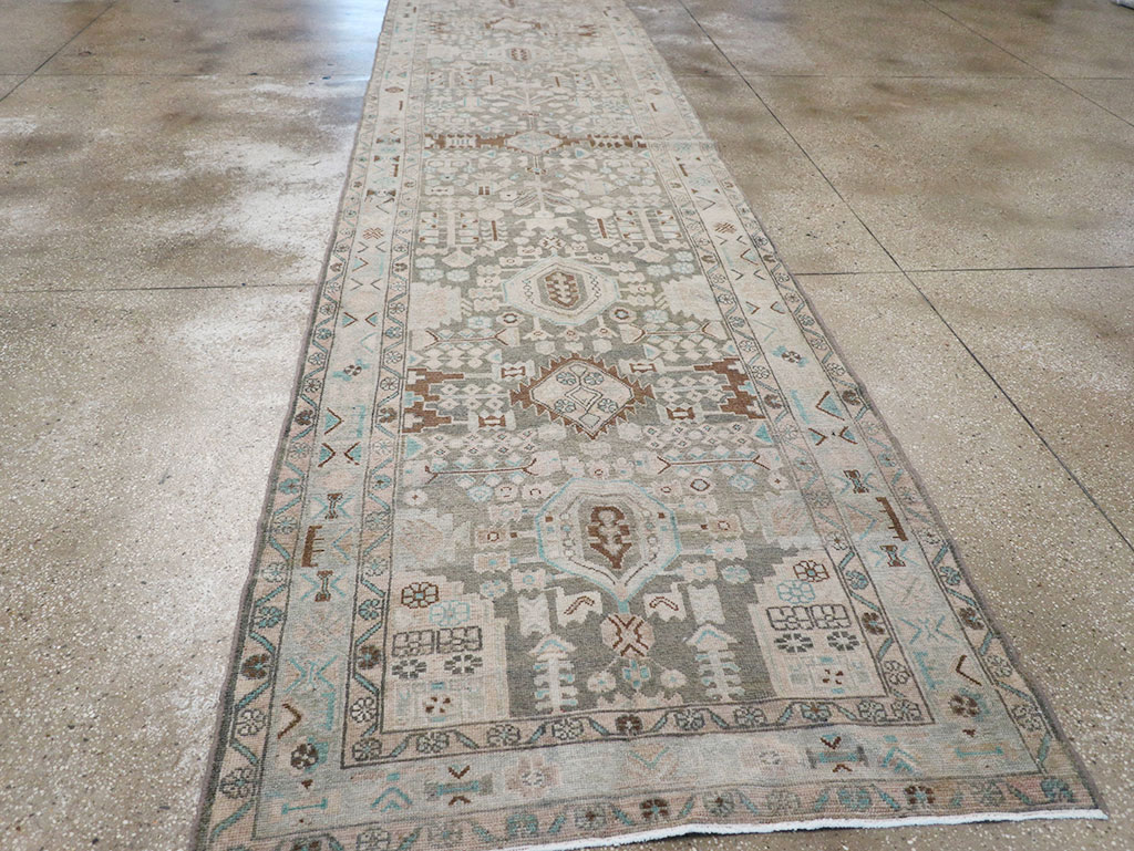 Vintage Persian Malayer Wide Gallery Runner, No.32754 - Galerie Shabab