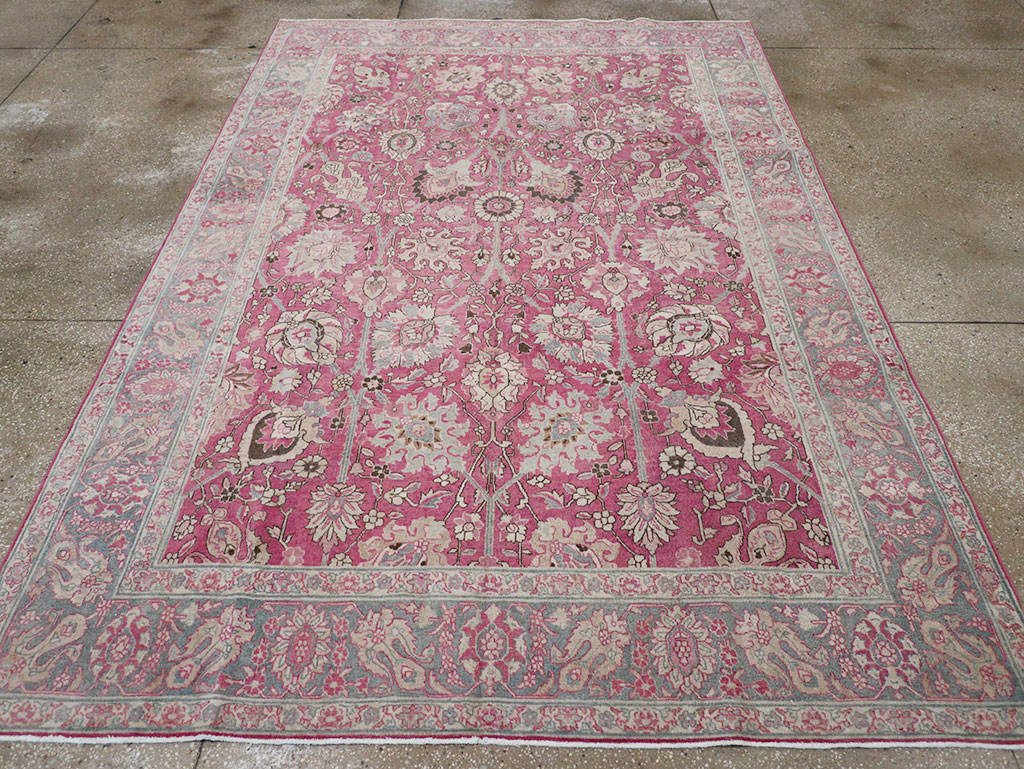 Antique Persian Tabriz Accent Carpet, No.32760 - Galerie Shabab