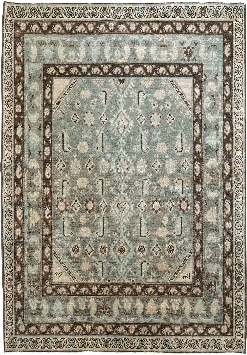 Vintage Persian Malayer Throw Rug, No.32794 - Galerie Shabab