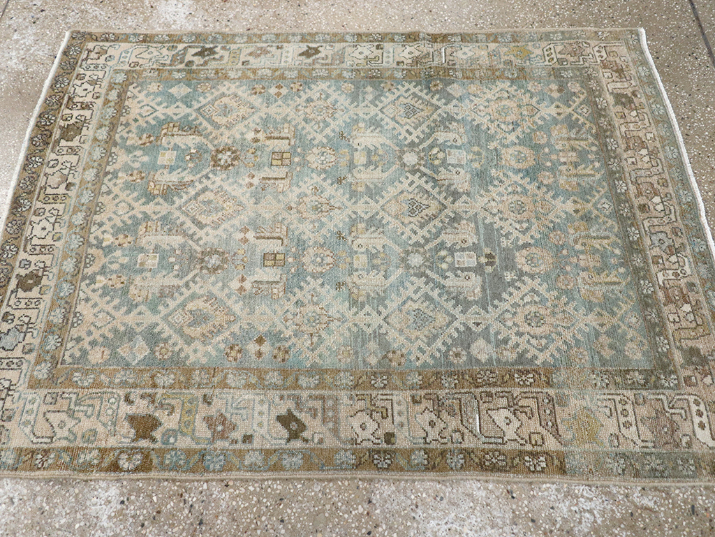 Vintage Persian Malayer Throw Rug, No.32806 - Galerie Shabab