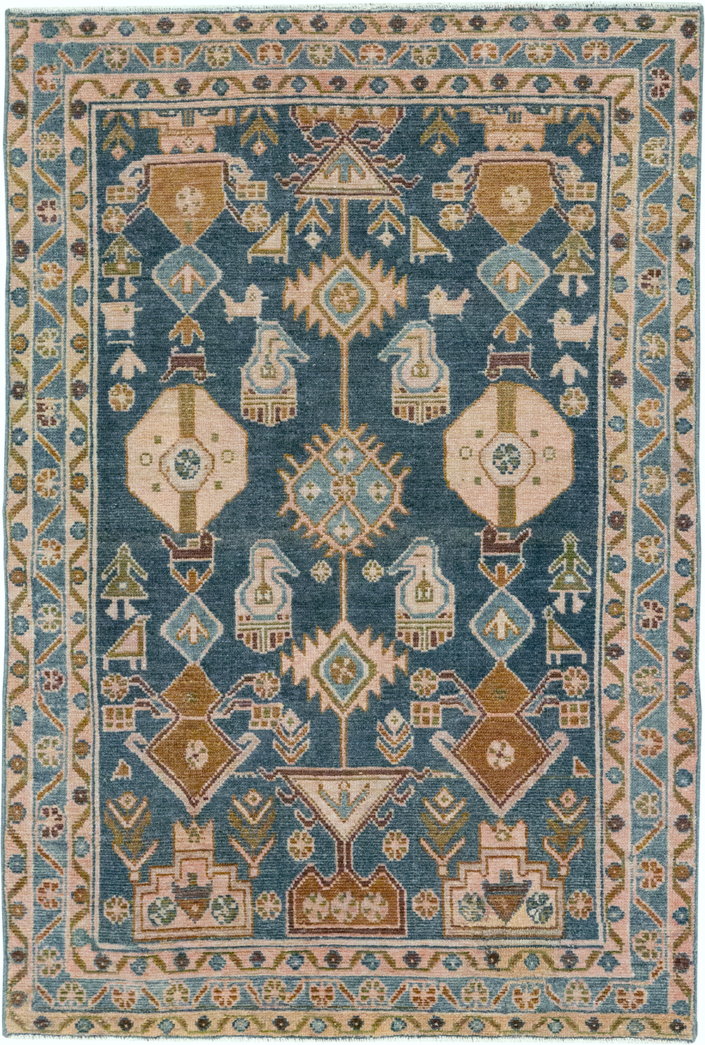 Vintage Persian Malayer Throw Rug, No.32901 - Galerie Shabab