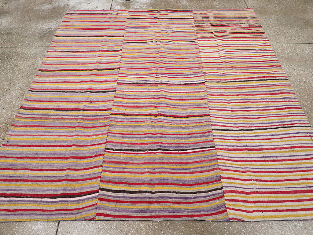 Vintage Persian Flatweave Kilim Square Accent Rug (Pair: 2 of 2), No.32921 - Galerie Shabab