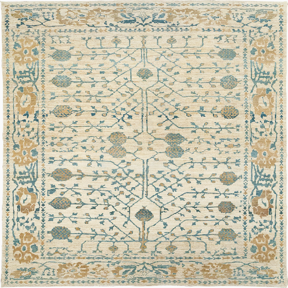 Khotan Inspired Persian Sultanabad Large Square Room Size Carpet, No.32930 - Galerie Shabab