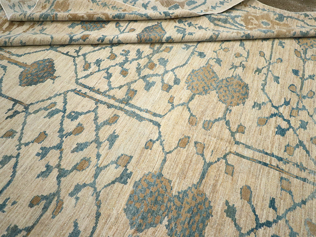 Khotan Inspired Persian Sultanabad Large Square Room Size Carpet, No.32930 - Galerie Shabab