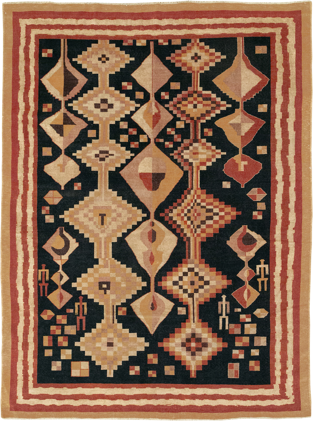 Vintage Turkish Art Deco Accent Carpet, No.32939 - Galerie Shabab