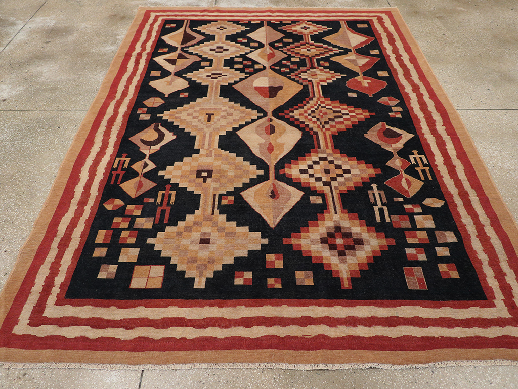 Vintage Turkish Art Deco Accent Carpet, No.32939 - Galerie Shabab
