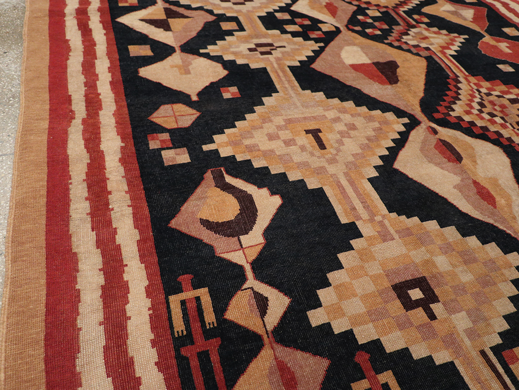 Vintage Turkish Art Deco Accent Carpet, No.32939 - Galerie Shabab