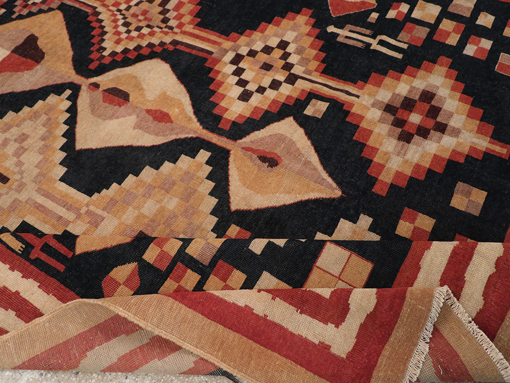 Vintage Turkish Art Deco Accent Carpet, No.32939 - Galerie Shabab