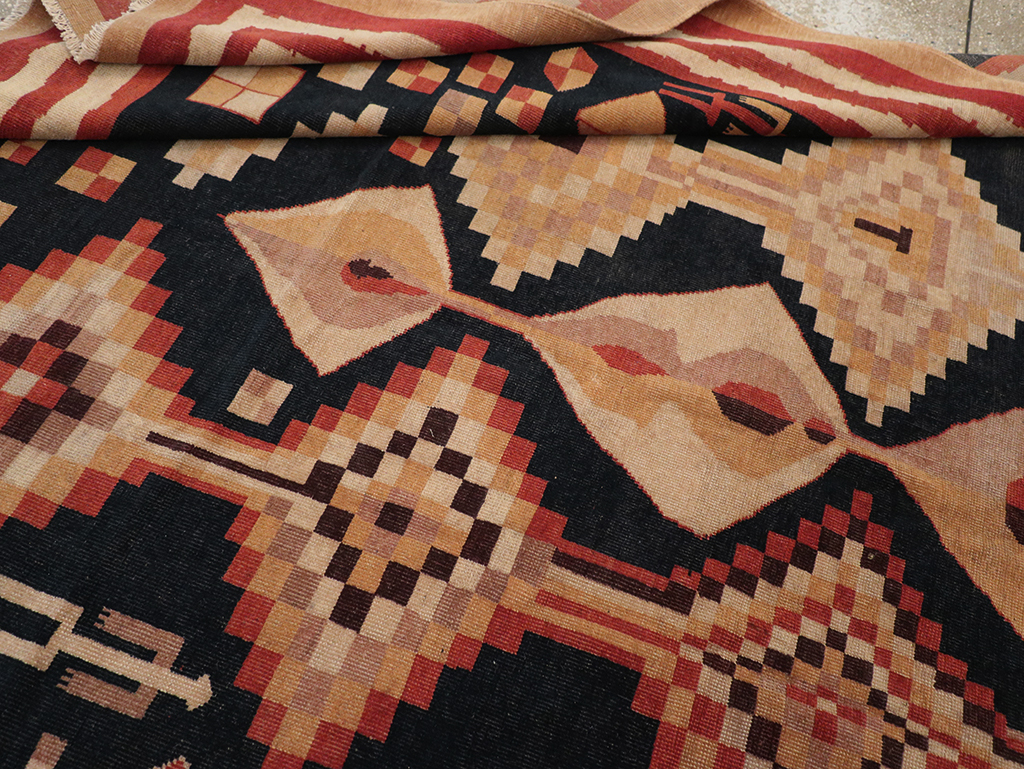 Vintage Turkish Art Deco Accent Carpet, No.32939 - Galerie Shabab