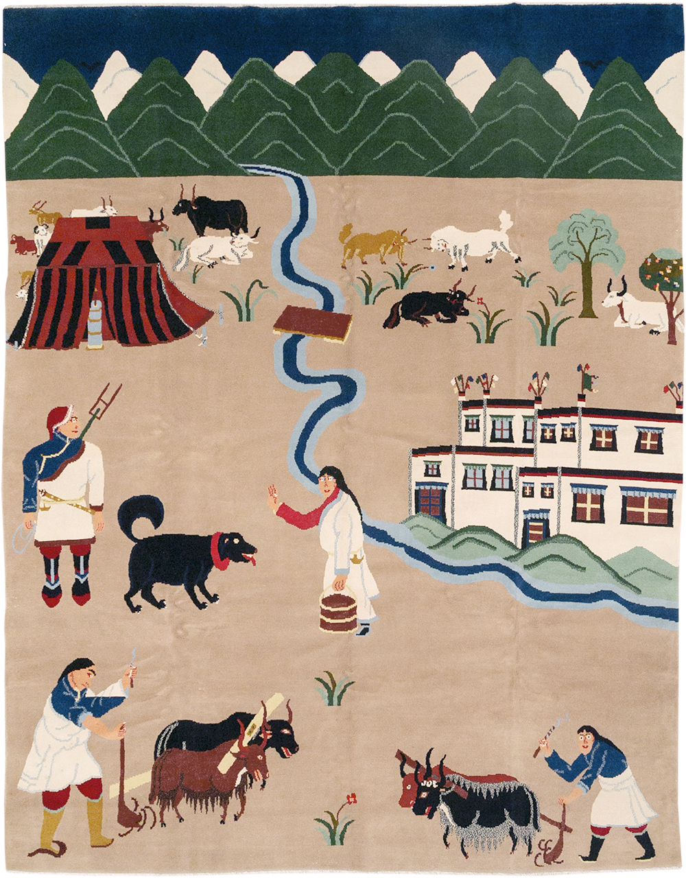Modern Tibetan Pictorial Room Size Carpet, No.32957 - Galerie Shabab