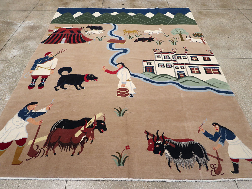 Modern Tibetan Pictorial Room Size Carpet, No.32957 - Galerie Shabab
