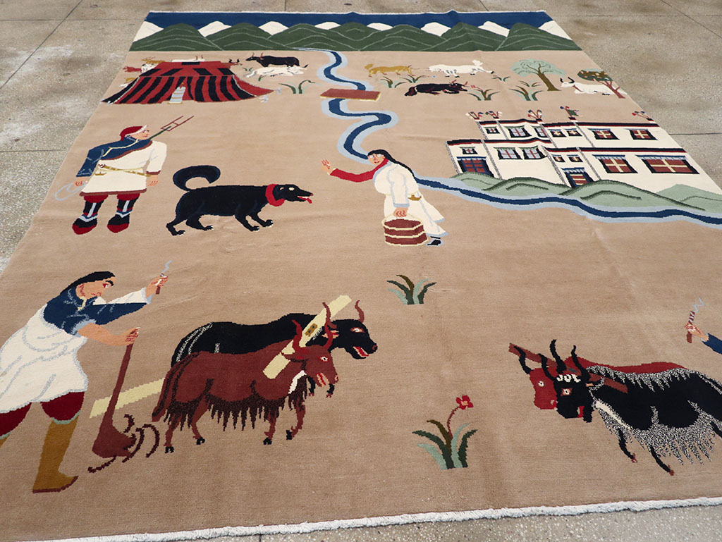 Modern Tibetan Pictorial Room Size Carpet, No.32957 - Galerie Shabab