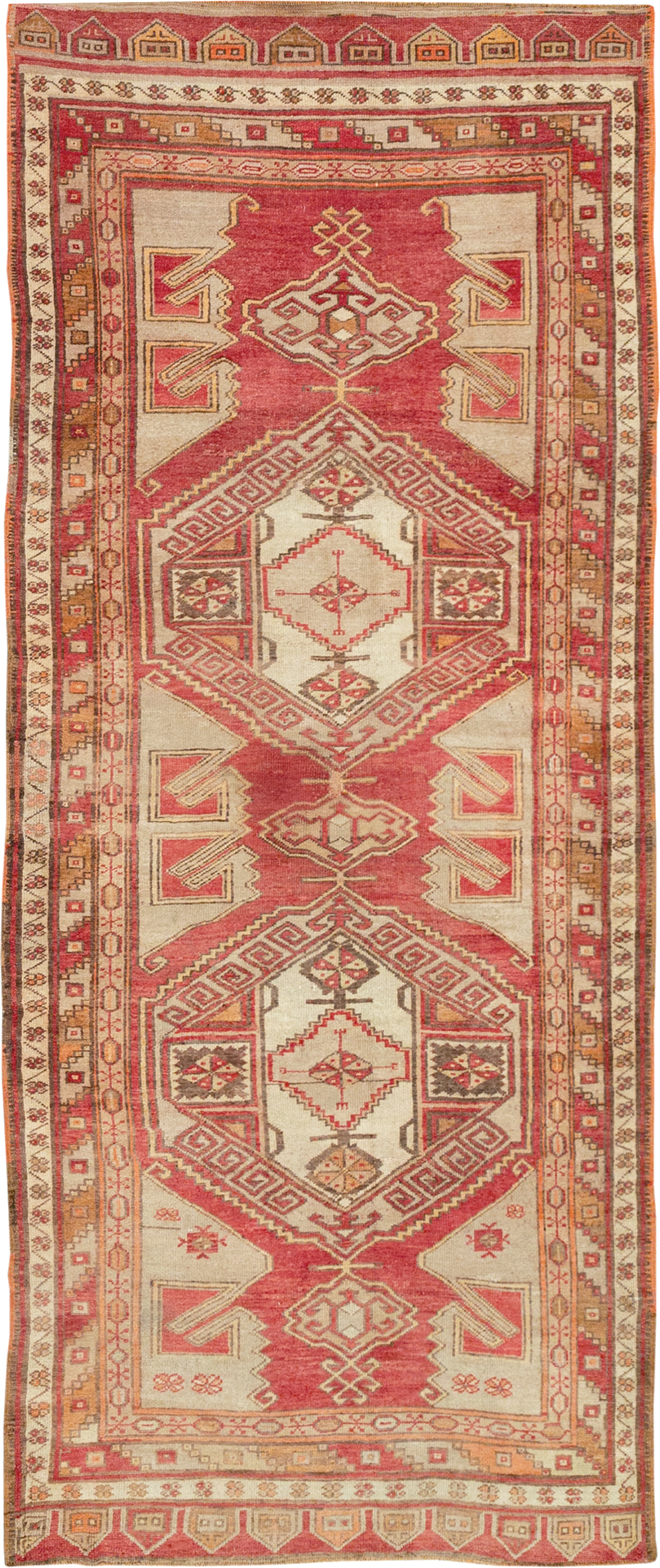 Vintage Turkish Anatolian Wide Gallery Runner, No.32969 - Galerie Shabab
