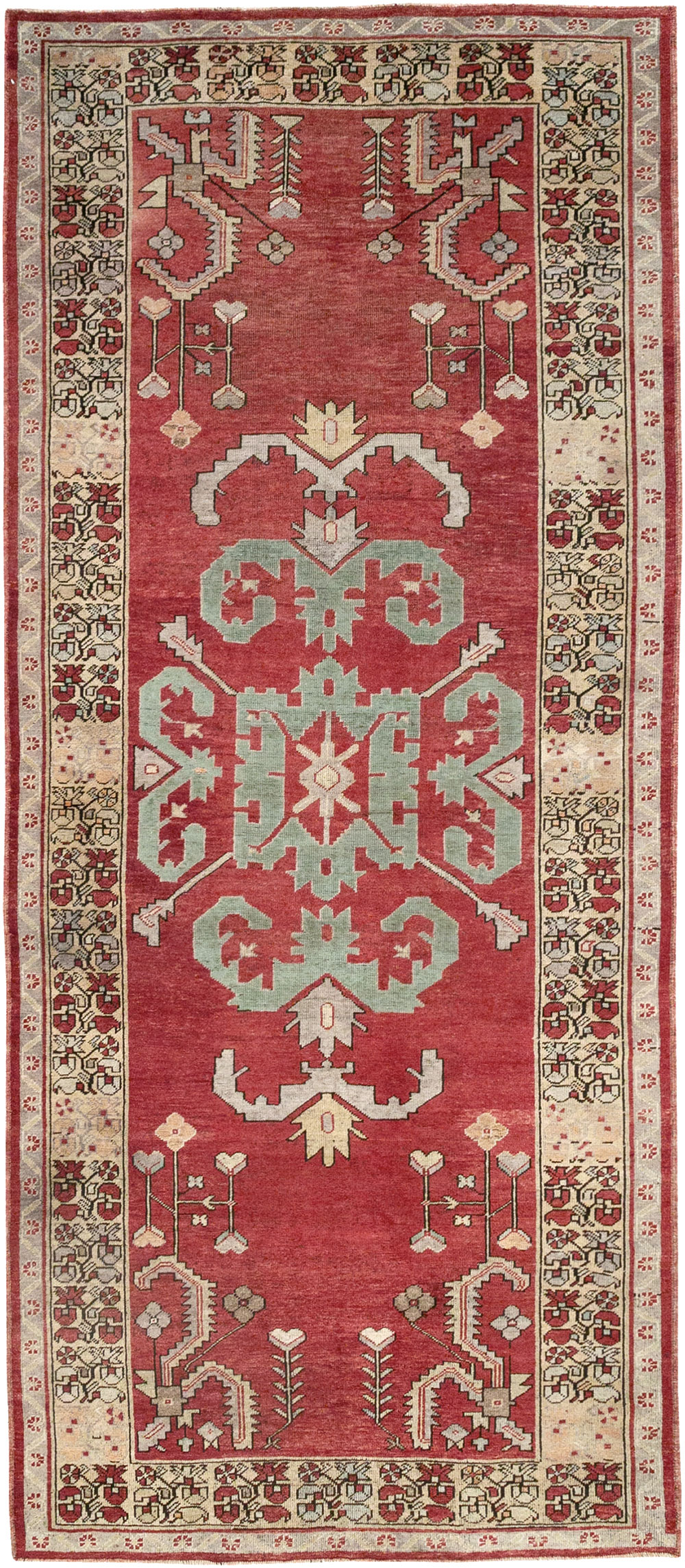 Vintage Turkish Anatolian Wide Gallery Runner, No.32975 - Galerie Shabab