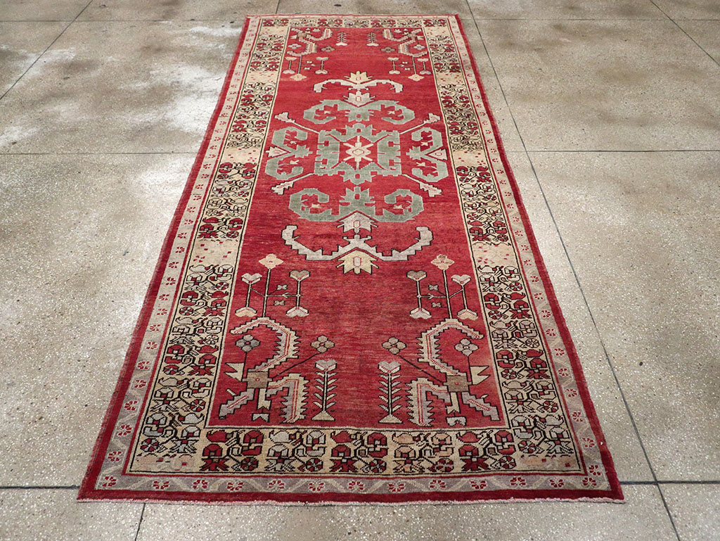 Vintage Turkish Anatolian Wide Gallery Runner, No.32975 - Galerie Shabab