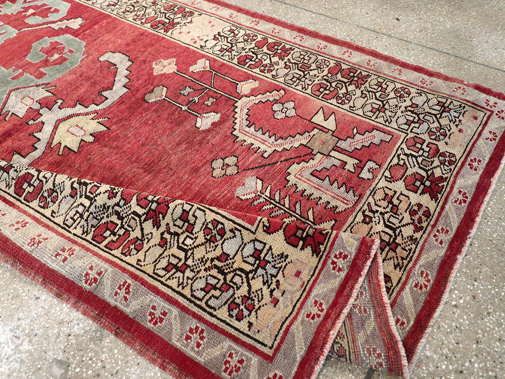 Vintage Turkish Anatolian Wide Gallery Runner, No.32975 - Galerie Shabab