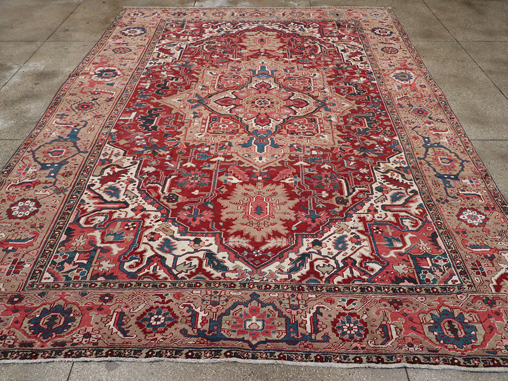 Antique Persian Heriz Room Size Carpet, No.33008 - Galerie Shabab