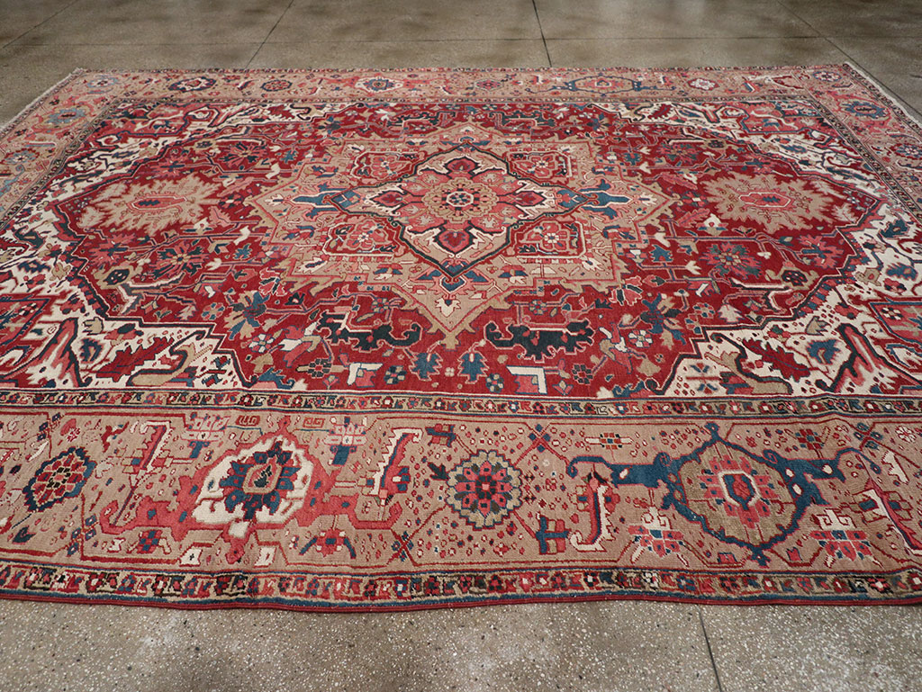 Antique Persian Heriz Room Size Carpet, No.33008 - Galerie Shabab