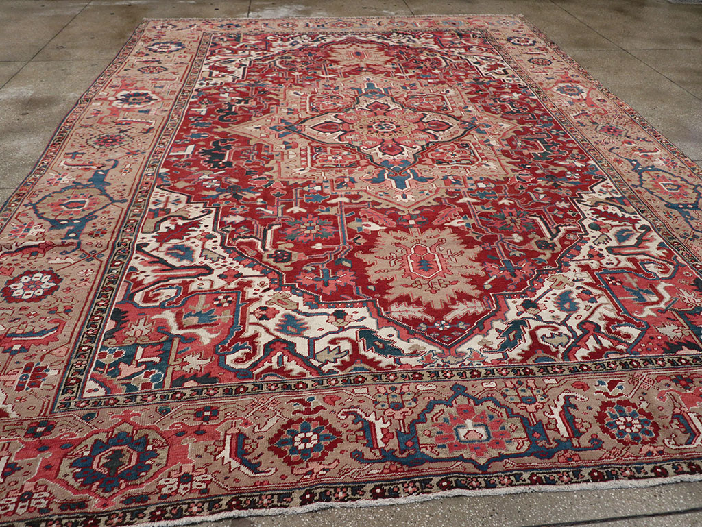 Antique Persian Heriz Room Size Carpet, No.33008 - Galerie Shabab