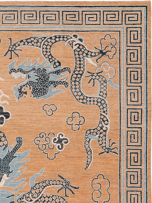Modern East Turkestan Dragon Khotan Pictorial Room Size Carpet, No.33010 - Galerie Shabab