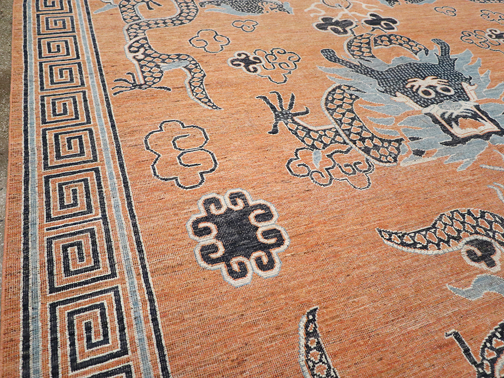 Modern East Turkestan Dragon Khotan Pictorial Room Size Carpet, No.33010 - Galerie Shabab
