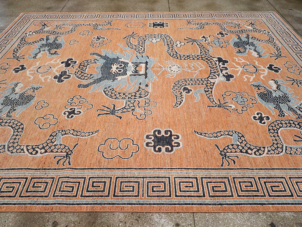 Modern East Turkestan Dragon Khotan Pictorial Room Size Carpet, No.33010 - Galerie Shabab