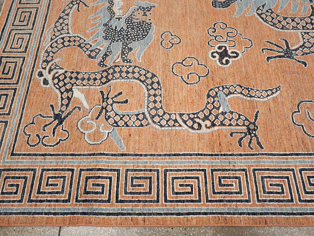 Modern East Turkestan Dragon Khotan Pictorial Room Size Carpet, No.33010 - Galerie Shabab