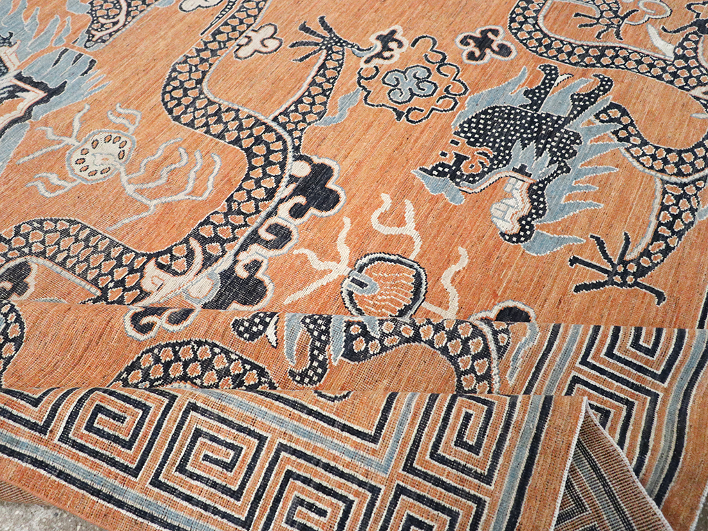 Modern East Turkestan Dragon Khotan Pictorial Room Size Carpet, No.33010 - Galerie Shabab
