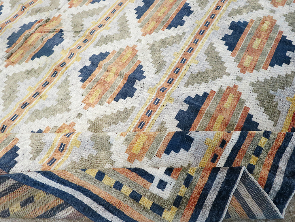 Modern East Turkestan Silk Khotan Room Size Carpet, No.33013 - Galerie Shabab