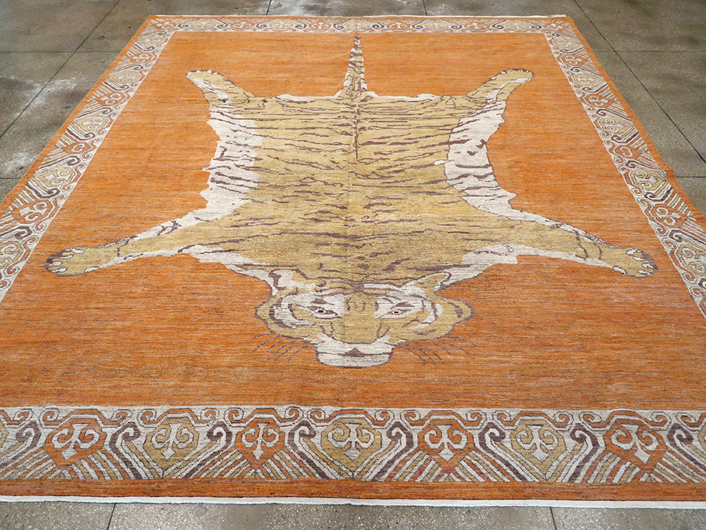 Modern East Turkestan Khotan Pictorial Large Room Size Carpet, No.33023 - Galerie Shabab