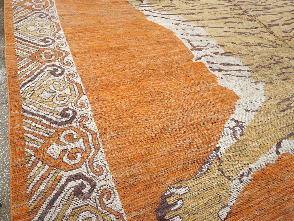 Modern East Turkestan Khotan Pictorial Large Room Size Carpet, No.33023 - Galerie Shabab