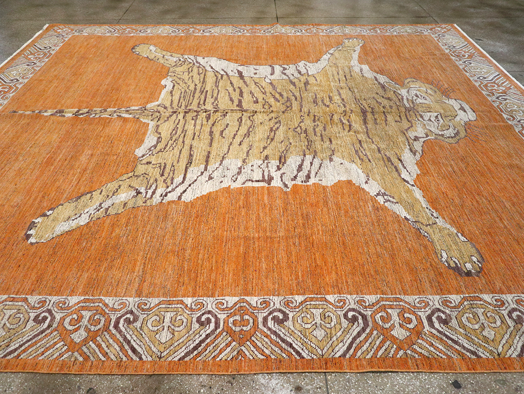 Modern East Turkestan Khotan Pictorial Large Room Size Carpet, No.33023 - Galerie Shabab