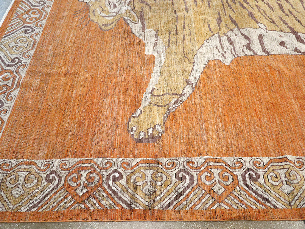 Modern East Turkestan Khotan Pictorial Large Room Size Carpet, No.33023 - Galerie Shabab