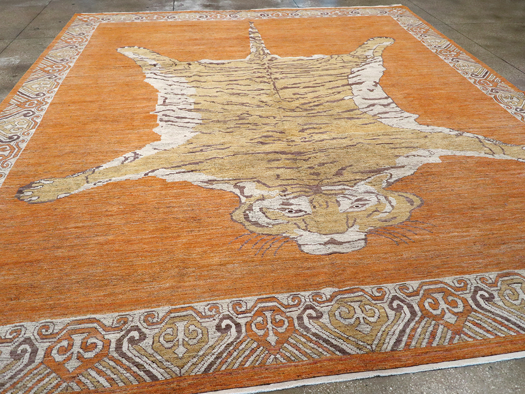 Modern East Turkestan Khotan Pictorial Large Room Size Carpet, No.33023 - Galerie Shabab