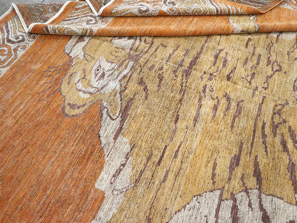 Modern East Turkestan Khotan Pictorial Large Room Size Carpet, No.33023 - Galerie Shabab