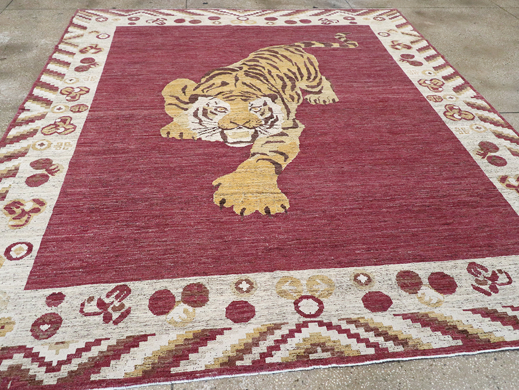 Modern East Turkestan Khotan Pictorial Room Size Carpet, No.33027 - Galerie Shabab