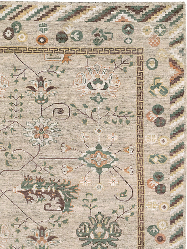 Modern East Turkestan Khotan Room Size Carpet, No.33029 - Galerie Shabab