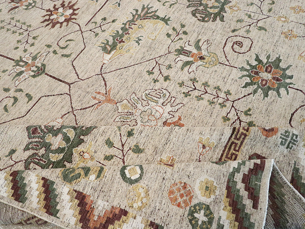 Modern East Turkestan Khotan Room Size Carpet, No.33029 - Galerie Shabab