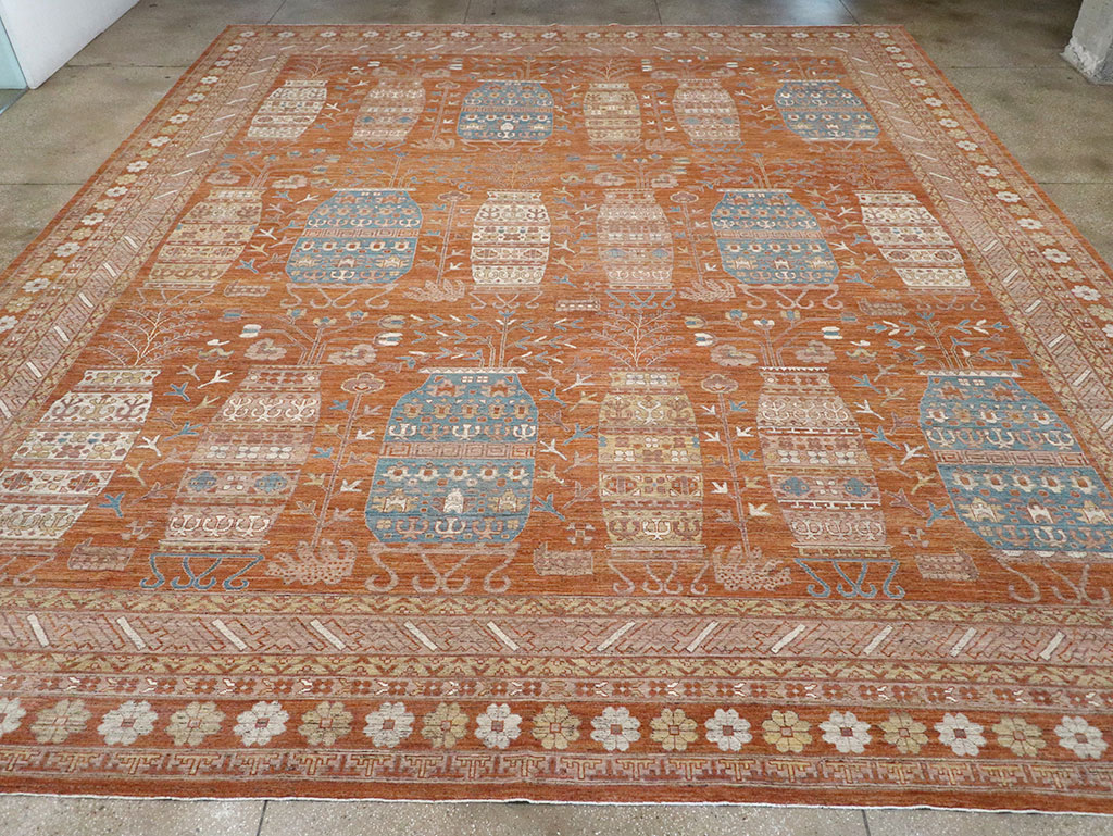 Modern East Turkestan Khotan Vase Pictorial Large Carpet, No.33032 - Galerie Shabab