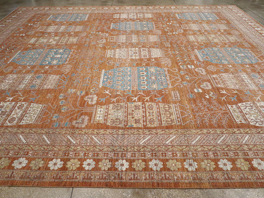 Modern East Turkestan Khotan Vase Pictorial Large Carpet, No.33032 - Galerie Shabab
