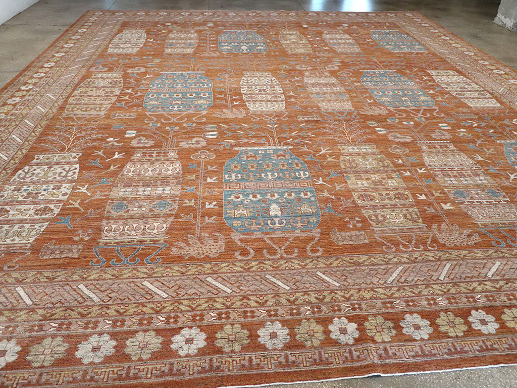 Modern East Turkestan Khotan Vase Pictorial Large Carpet, No.33032 - Galerie Shabab