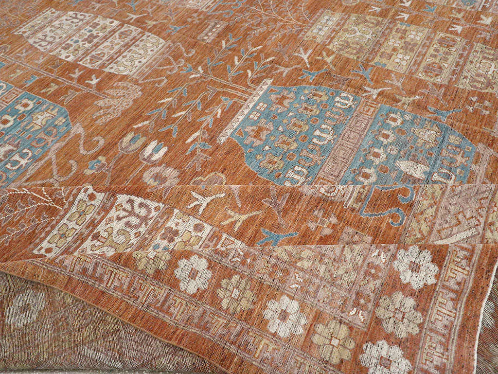 Modern East Turkestan Khotan Vase Pictorial Large Carpet, No.33032 - Galerie Shabab