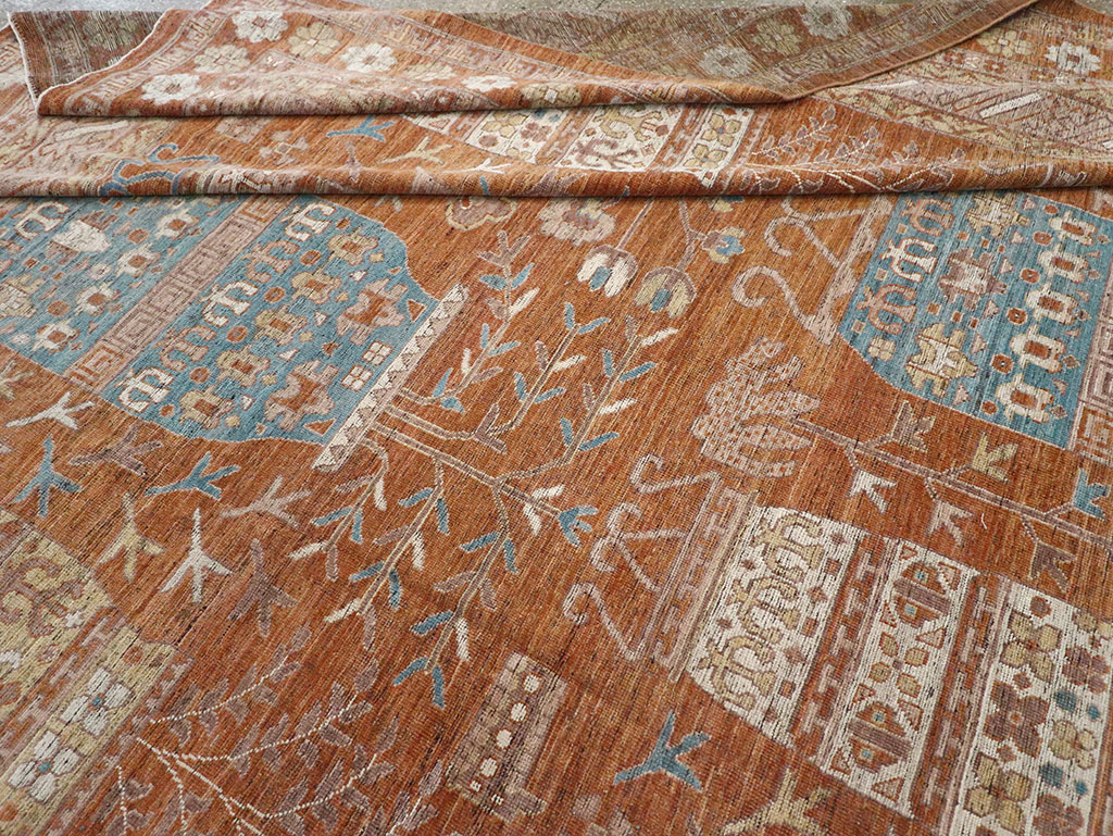 Modern East Turkestan Khotan Vase Pictorial Large Carpet, No.33032 - Galerie Shabab