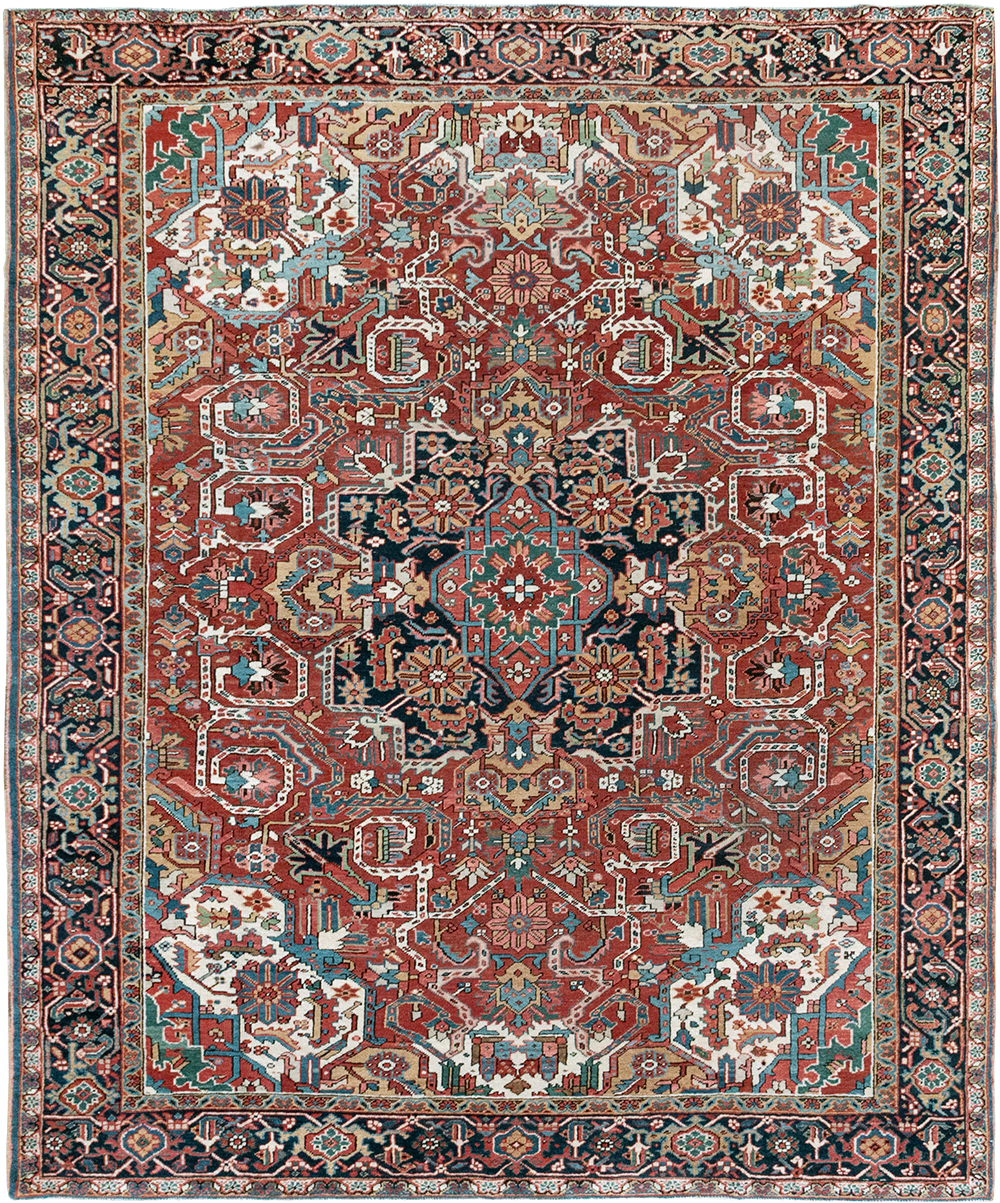 Vintage Persian Heriz Room Size Carpet, No.33042 - Galerie Shabab